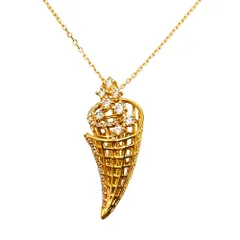 ブーケ モチーフ ネックレス ダイヤモンド 0.30ct K18YG 3.7g イエローゴールド レディース【中古】