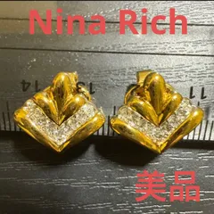 Nina Rich ニナリッチ　ラインストーン付きゴールドカラーイヤリング