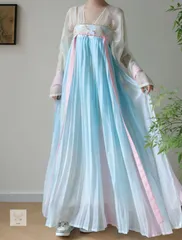 【送料無料】唐制ワンピース漢服 胸元シームレス 刺繍 春夏季 清新 日常 上品 レトロ フォーマル 新作 春風に揺れる刺繍の優雅、唐代の清新な美を纏う日常着