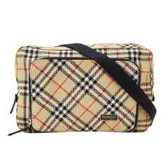 バーバリーブルーレーベル BURBERRY BLUE LABEL バッグ レディース ブランド ウエストバッグ ショルダーバッグ 2way キャンバス ベージュ チェック柄 小さめ おしゃれ 可愛い おでかけ 普段使い 【中古】