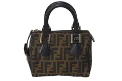 FENDI フェンディ ズッカ柄 ミニハンドバッグ ボストンバッグ型 2288-8BL103-JWU-089 キャンバス レザー ブラウン 美品 中古 4b000273