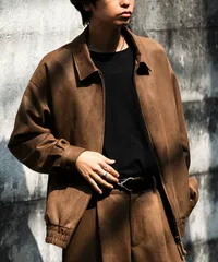 SENSE OF PLACE by URBAN RESEARCH センス オブ プレイス アーバンリサーチ ツイルスエードタッチZIPブルゾン エンボス加工 スエード調 茶系 AA37-17A118