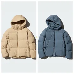 【 値下げ実施中】UNIQLO ユニクロ シームレスダウンパーカ ダウン ダウンジャケット ダウンパーカ ベージュ ブルー