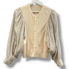 SOULEIADO ソレイアード トゥモローランド レーヨンコットンコンビカーディガン サイズS ベージュ 定価 25300円 NO 75-02-24-02101 トップス 6B リブニット レディース 秋 ゴーゴー古着マルイ草加店2348