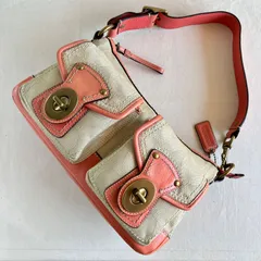 Coach y2k Legacy Pink Leather Canvas Double Turnlock Shoulder Bag