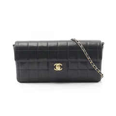 シャネル CHANEL ショルダーバッグ チョコバー ブラック ラムスキン（羊革） チョコバー チェーンショルダー レディース Used A