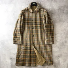貴重 DAKS ダックス リバーシブル ウール ステンカラーコート メンズ 175-96-84 L位 ベージュ ハウスチェック Kulmbach ツバメコート