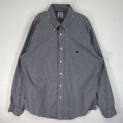 古着 ブルックスブラザーズ Brooks Brothers 長袖シャツ ロゴ 刺繍 REGENT ボタンダウン L  ネイビー系 チェック メンズ