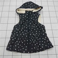 ◇ ⊇ 【スラップスリップ SLAP SLIP】ハート柄 フード付きベスト X-150cm ブラック系 レディース E  【1509190002355】