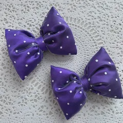 リボン 推し活 イベント 盛り髪 ツインテール パープル×白ドットレース