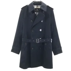 BURBERRY BLACK LABEL バーバリーブラックレーベル 日本製 ストライプ柄 トレンチコート M ネイビー 三陽商会 メンズ 古着
