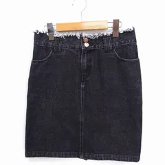 カスタネ Kastane デニム タイト スカート ミニ 切りっぱなし S ブラック 黒 /FT25