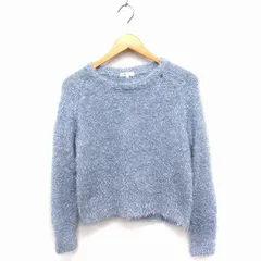 アースミュージック&エコロジー EARTH MUSIC & ECOLOGY シャギー ニット セーター 長袖 ラウンドネック S サックス /FT2