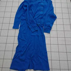 ◇ ⊇ 【グリーンレーベルリラクシング】リブニットセットアップ ワンピース＆カーディガン ブルー系 Mサイズ レディース E  【1509190041453】