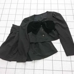 ◇ ⊂ 【ドーリーローズ Dolly Rose】3Lサイズ セットアップ ブラック系 ベロアリボン付きトップス＆スカート レディース E  【1509190041392】