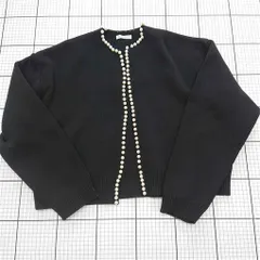 ◇ ⊇ 【テチチ】パールボタン付きカーディガン ブラック系 TTY-1610361 フリーサイズ レディース E  【1509190043235】