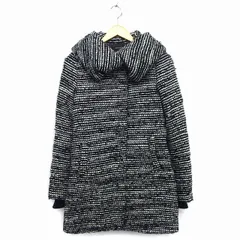 リエンダ rienda ダウン コート ミディ丈 ビッグカラー ニット 総柄 ラメ混 切替リブ ウール混 綿混 S ブラック 黒 /HT13のサムネイル