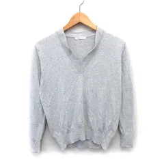 ギャルリーヴィー GALERIE VIE トゥモローランド カットソー Tシャツ シンプル 切替リブ 長袖 Vネック コットン 綿 シルク混 XS ライトグレー 灰 /HT1