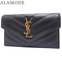 SAINT LAURENT PARIS(サンローランパリ) フラップカードケース モノグラム フラグメント フラグメントケース グレイン・ド・プードル エンボスレザー ブラック黒 612808BOW011000 40802163080【アラモード】