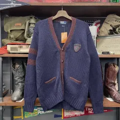 90年代 ポロラルフローレン シールド ロゴ ウール ニット カーディガン セーター
