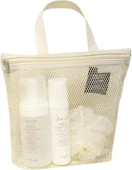 NASSIA ミニバッグ 温泉 ポーチ 旅行 通気性 メッシュバッグ 耐久性 シンプル 温泉バッグ (オフホワイト,  22.5x19.5x7cm)