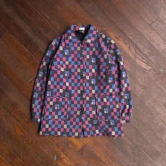 O&F クレイジーチェック ウールジャケット マルチカラー アウター メンズ レディース ユニセックス M レトロ 古着