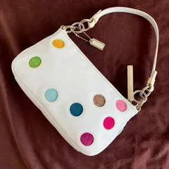 Coach y2k White Polka Dot Suede Limited Edition Demi Shoulder Bag