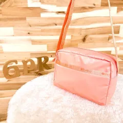 希少【レスポートサック】スクエア エナメル ショルダーバッグ ジャガード ピンク 軽量 無地 シンプル ナイロン ワントーン