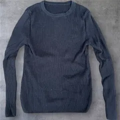 【美品】無印良品 MUJI 綿シルク リブニット 長袖セーター ブラック Sサイズ