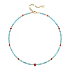 [Stjarna] ターコイズ オニキス ネックレス レディース 手作り 夏のビーズチョーカー 天然石 ネックレス ジュエリー 0