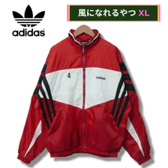 アディダス adidas ナイロンジャケット 00s レッド XL 相当 表記 M ロゴ刺繍 オーバーサイズ ビッグシルエット ストリート Y2K スポーツミックス 古着 B562