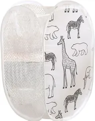 All Trust 洗濯かご 折りたたみ メッシュ ランドリー バスケット (ホワイト, 40L)