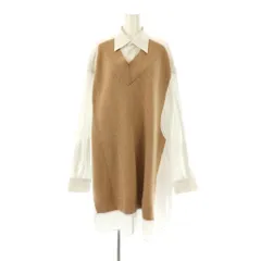 メゾンマルジェラ 1 Maison Margiela 1 S51DL0255 ニットドッキングオーバーサイズシャツ ワンピース 長袖 膝丈 ストライプ XXS 白 ベージュ 水色 /NR ■OSのサムネイル