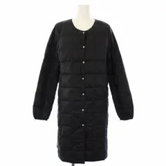 タイオン TAION ベーシック クルーネックボタン ロングダウンジャケット ダウンコート L 黒 LN2404 /TK