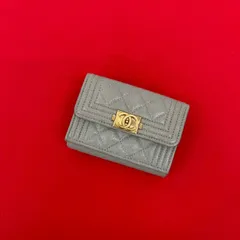 極 美品 シール有 27番台 CHANEL シャネル ボーイシャネル マトラッセ ココ キャビアスキン レザー 本革 三つ折り財布 ウォレット 22623