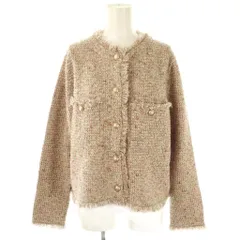 23区 オンワード樫山 25AW ツイード ニット ジャケット ノーカラー 38 ベージュ /HK ■OS