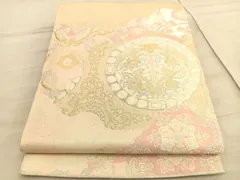 平和屋野田店◎六通柄袋帯　雪輪枝葉文　金糸　逸品　BAAF4374xa