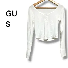 a1211 GU ジーユー Sサイズ リブ クロップド丈 長袖Tシャツ 白　リブクロップド　長袖