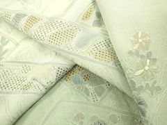 平和屋着物○九寸名古屋帯 格子 銀糸 正絹 逸品 DAAY1646ps