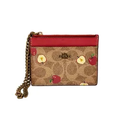 【未使用級】COACH コーチ ポーチ コスメ 小物入れ りんご 総柄 シボ革 COACH コーチ コスメポーチ ペブルレザー スキャッタード アップル