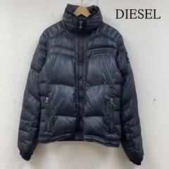 ディーゼル 2way ダウン ジャケット ライダース ロゴプレート ダークネイビー フード収納可 メンズ M ISItems【USED】【古着】【中古】50146171
