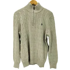ポロラルフローレン POLO RALPH LAUREN ポニー刺繍 絹 シルク 100％ ケーブル編み ハーフジップ ニット メンズ import：M 