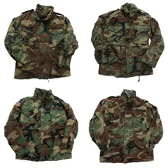 古着卸 まとめ売り 米軍実物 M-65 フィールドジャケット 4th ミリタリー 4枚セット (メンズ S ) ウッドランド ワッペン 中古 古着 NC5248