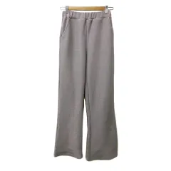 グレイル GRL パンツ フレア ロング 無地 リブ イージー ウエストゴム ハイウエスト M ピンク 紫 パープル