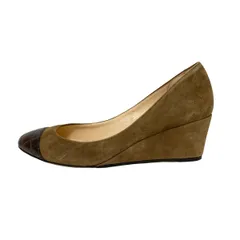 FABIO RUSCONI(ファビオルスコーニ) パンプス 35 レディース - ブラウン×ダークブラウン 型押し加工/ウェッジソール レザー