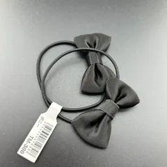 【新品】ヘアアクセサリー ヘアゴム リボン ブラック シンプル 女の子 ２本セット 可愛い◆