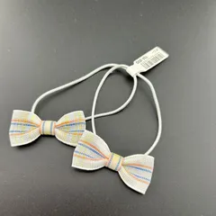 【新品】ヘアアクセサリー ヘアゴム リボン ホワイト×オレンジ×イエロー×ブルー 女の子 ２本セット 可愛い◆