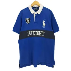 ポロバイラルフローレン Polo by RALPH LAUREN 90-00s CUSTOM FIT 1ST EIGHT ビッグポニー刺繍 ラガー ポロシャツ メンズ import：XXL 