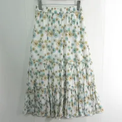 ユニクロ UNIQLO × ポール＆ジョー PAUL&JOE ティアードスカート ロング丈 M ホワイト 花柄 kz11047