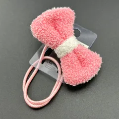 【新品】ヘアアクセサリー ヘアゴム ピンク×ホワイト リボン 女の子 1本 可愛い◆